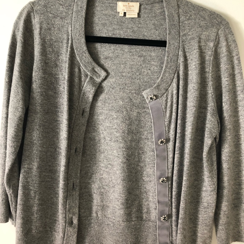 Kate Spade ♠️Wool blend Grey cardigan 3/4 length